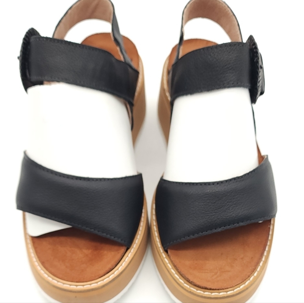 NAOT Crepe Black Soft Leather Platform Chunky Sandal Women's Size 7 - Picture 7 of 12